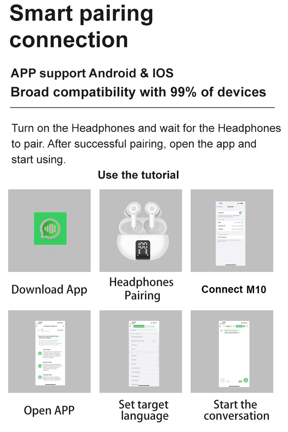 SpeakEasy Multilingual Bluetooth Translator Earpiece