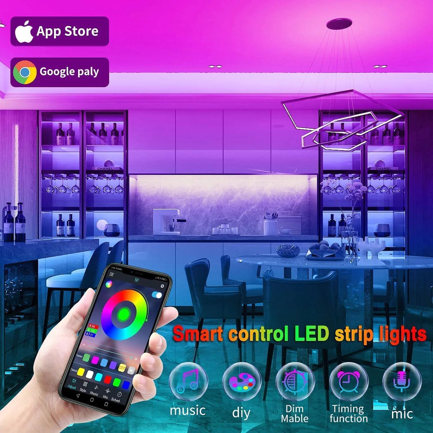 12V LED RGB Light Strip with Remote