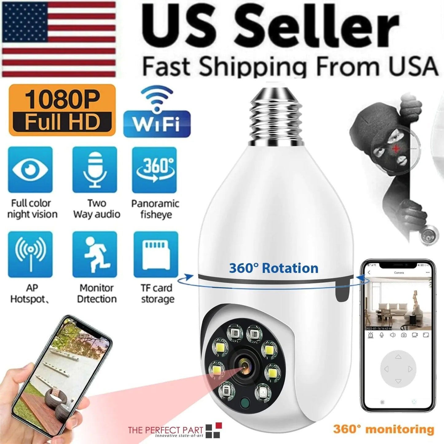 360° Wi-Fi Smart Light Bulb Security Cam