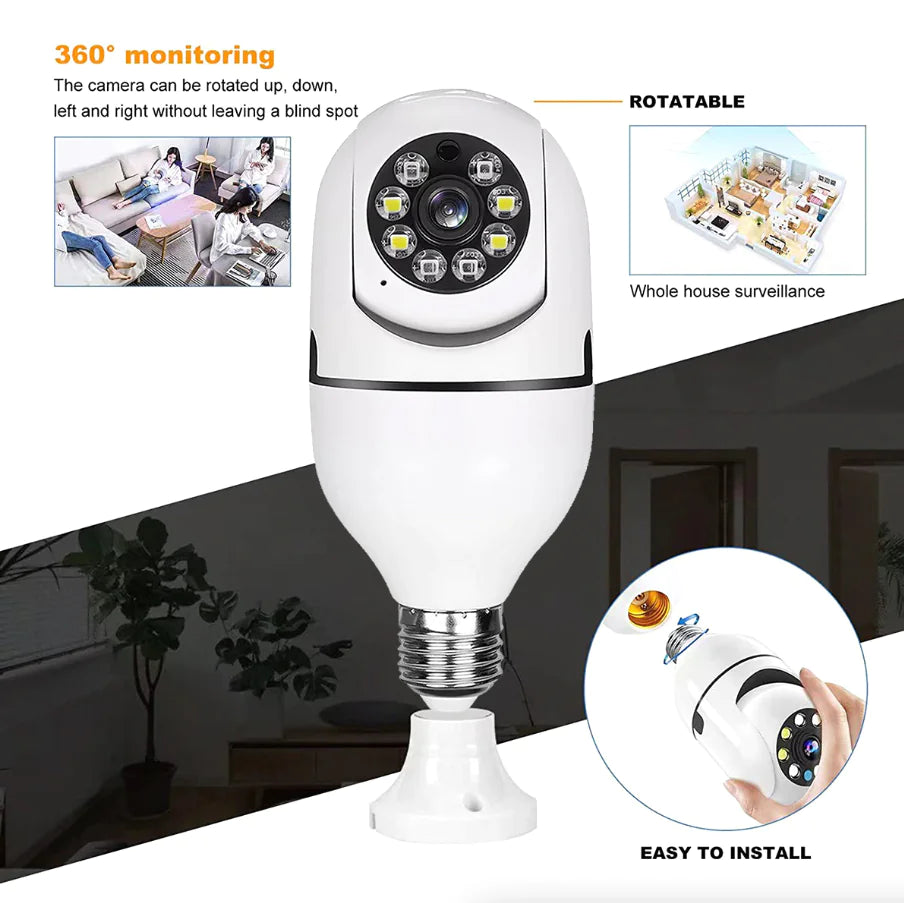 360° Wi-Fi Smart Light Bulb Security Cam 
